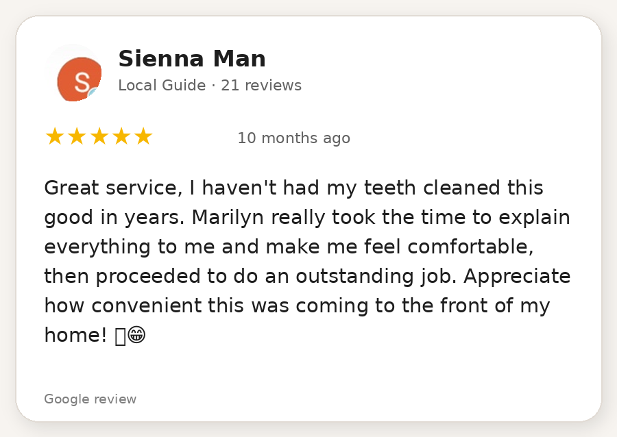 Sienna Google review